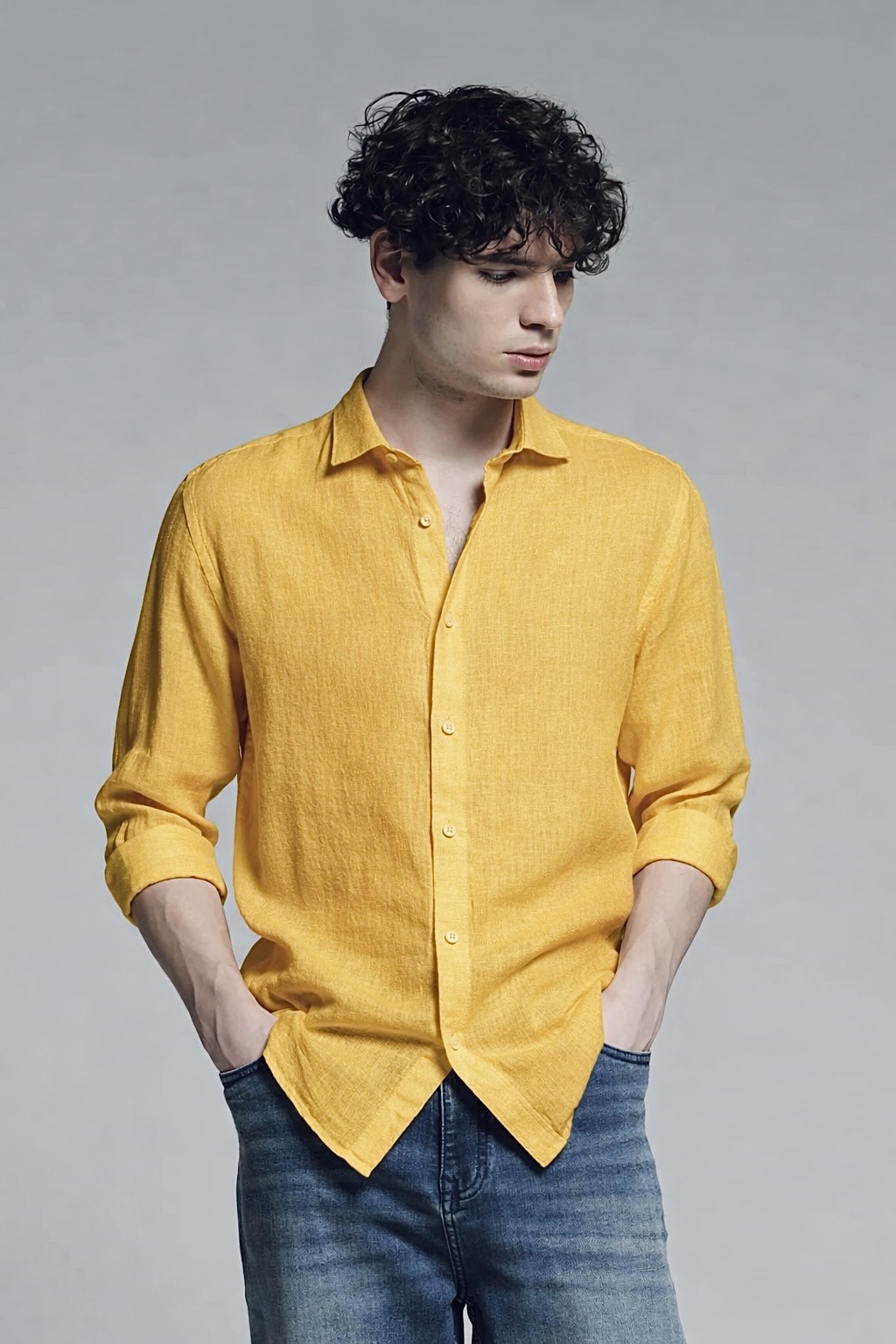 le kane premium pure linen shirt – golden mustard le kane premium pure linen shirt – golden mustard