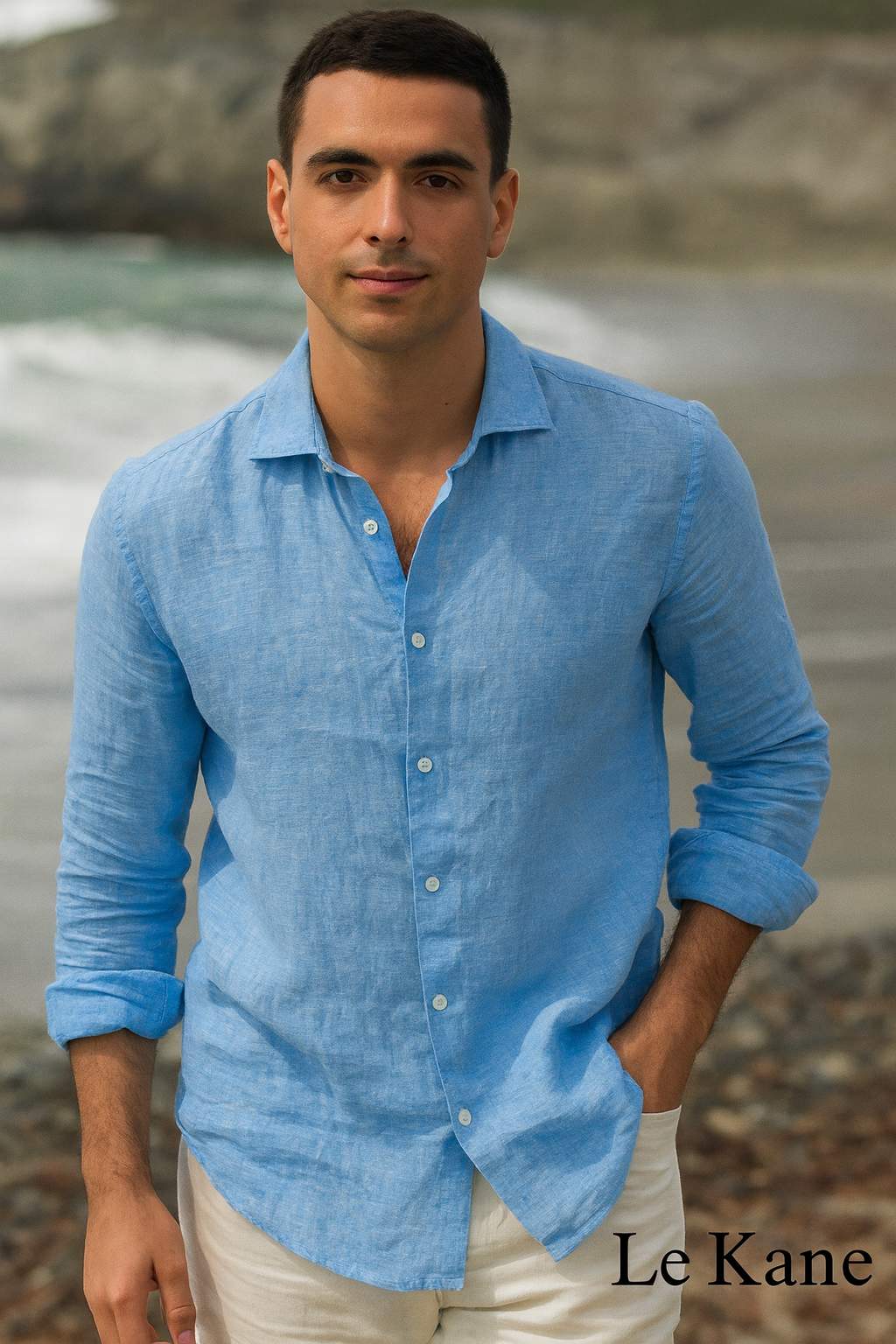 premium sky blue european linen shirt — by le kane premium sky blue european linen shirt — by le kane