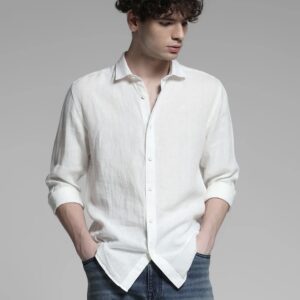 premium linen shirt – white
